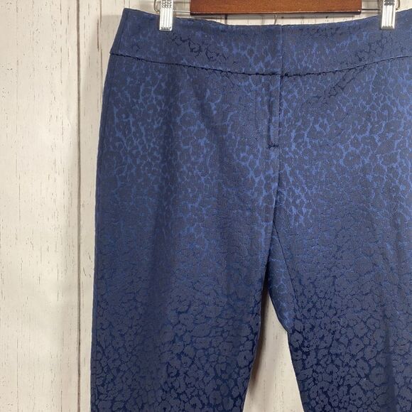 Ann Taylor Loft Marisa Womens Ankle Navy Blue Textured Animal Print Pants - Picture 3 of 16